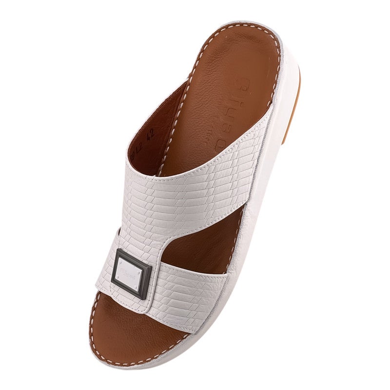 AJYAD Handmade Arabic Sandals For Men | Outdoor Mens Slippers | Everyday Flip Flops Open Toe | Arabic Genuine Shamwa Leather | New Design | Tan Footbed | Comfortable & LightWeight - Image 3